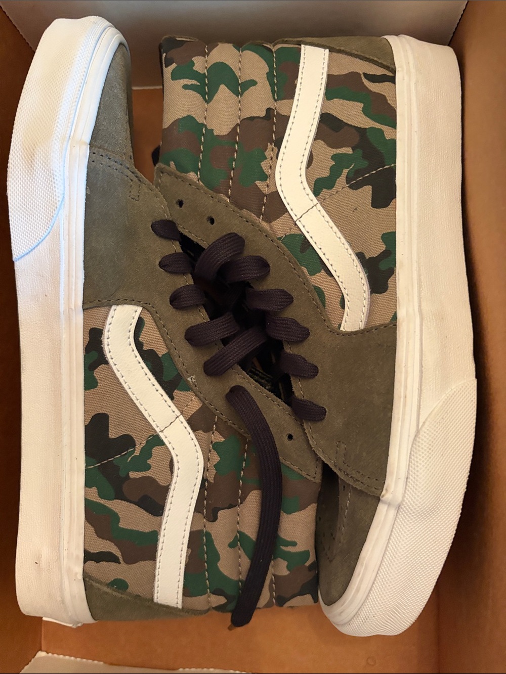 Vans Camo High-Top Sneakers in Olive & White